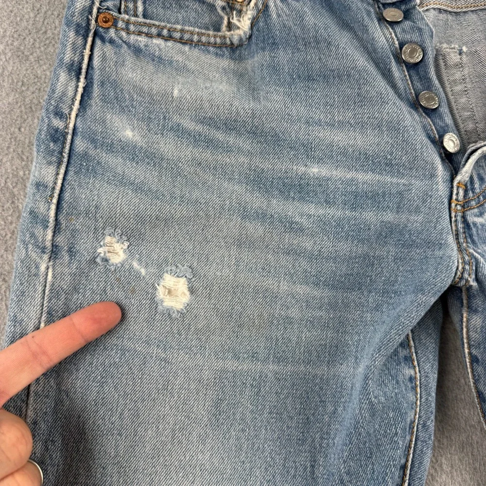 Levi's Jeans Mens W30 L30 501 Original Fit Light Wash Distressed Button Fly